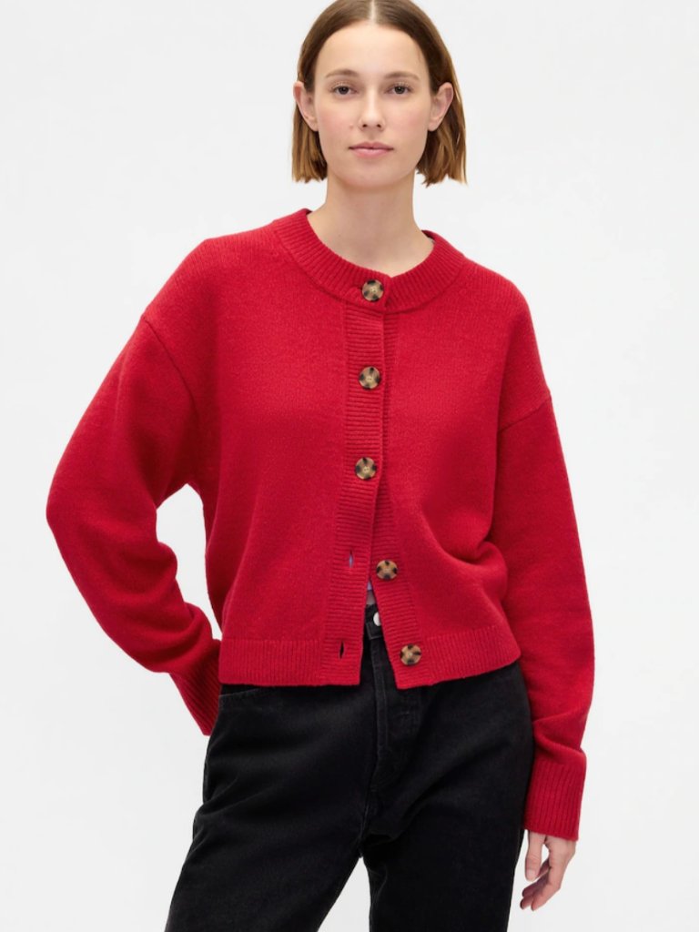 Red Cashsoft Oversized Chunky Cardigan, Medium | Gap